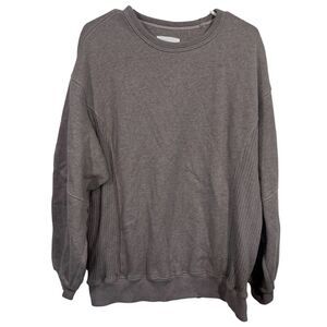 Aerie Grey Drop Shoulder Worn-in Oversized Crewneck Sweatshirt